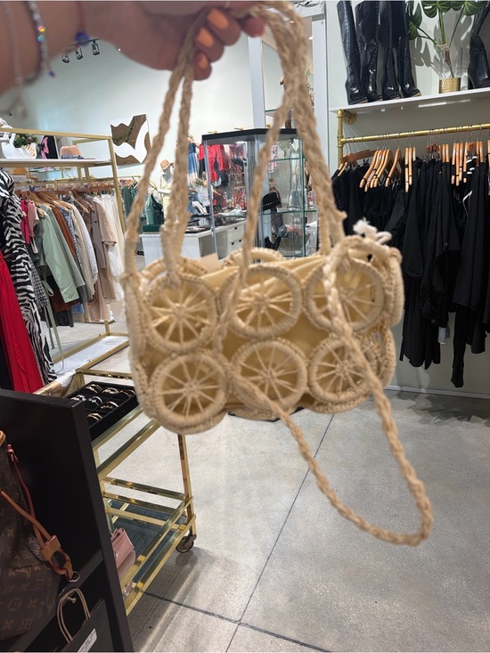Handbags - Handwoven Crochet Circle Tote Bag - Beige
